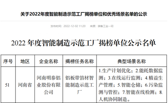 实至名归！明泰荣膺“国字号”智能制造示范工厂